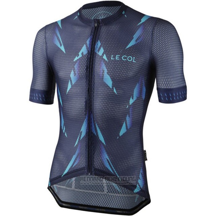 2021 Fahrradbekleidung Le Col Dunkel Blau Trikot Kurzarm und Tragerhose